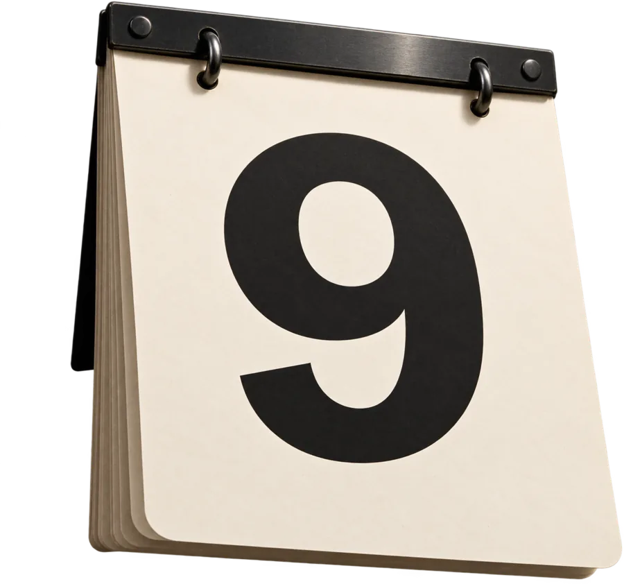 A large September 9 calendar page